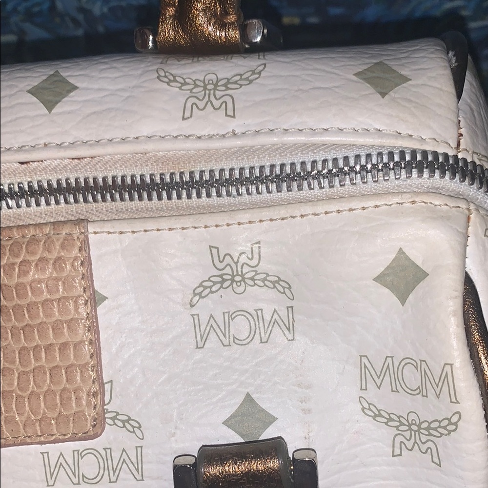 MCM White and Gold Satchel Bag - Picture 12 of 16